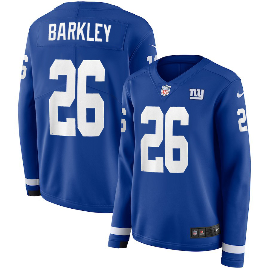 Women New York Giants #26 Barkley blue Limited NFL Nike Therma Long Sleeve Jersey->tampa bay lightning->NHL Jersey